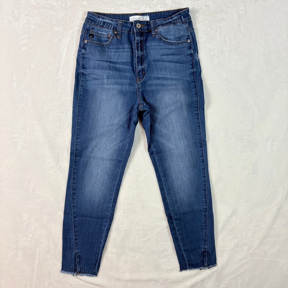 KanCan Skinny Jeans‎ Womens 9/28 Blue Excellent High Rise Ankle Zip Raw Hem